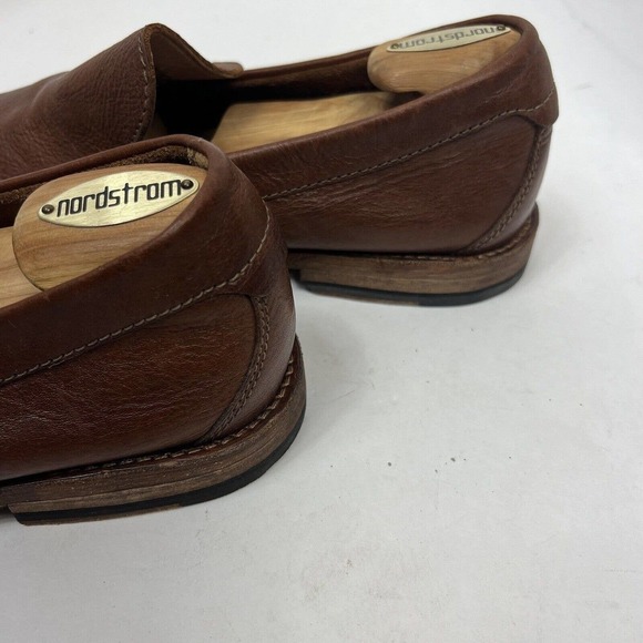 Clarks Cognac Brown Leather Slip On Loafers Size 11 Comfort Pebble Leather - Picture 6 of 10